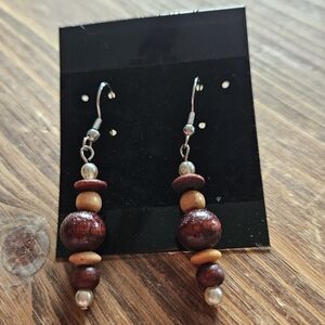 Elegant Wooden Bead Earrings